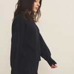 Dark blue cashmere sweater women - side view | Sarah | Linnea Lund