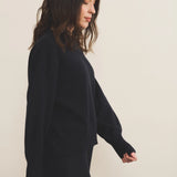 Dark blue cashmere sweater women - side view | Sarah | Linnea Lund