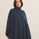 blue cashmere poncho women - front view | Angela | Linnea Lund