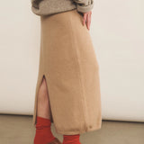 Camel light women cashmere skirt - side view | Astrid | Linnea Lund