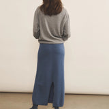 denim blue women cashmere skirt - back view | Astrid | Linnea Lund