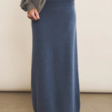 denim blue women cashmere skirt - front view | Astrid | Linnea Lund