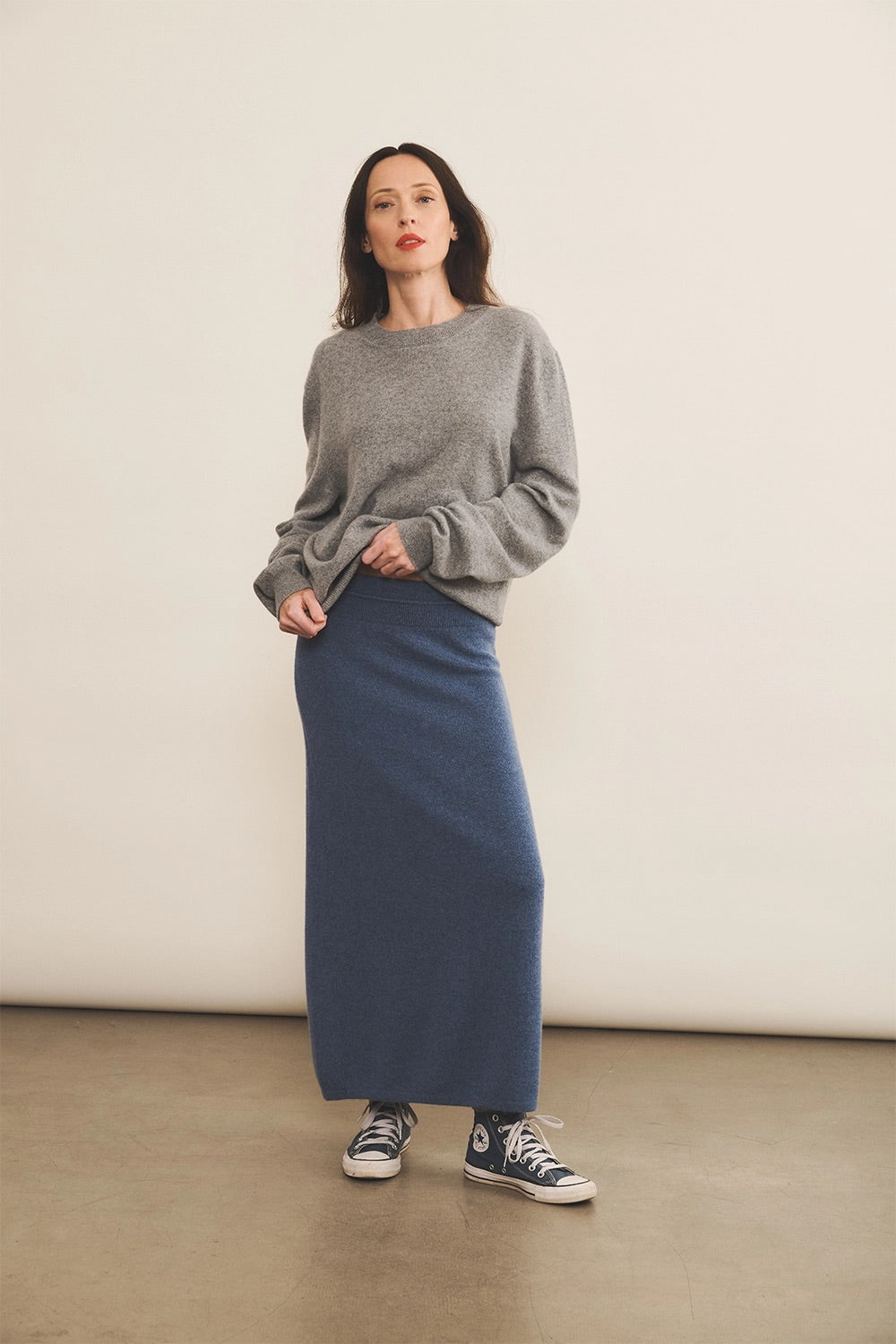 denim blue women cashmere skirt - look | Astrid | Linnea Lund