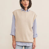 White cashmere sleeveless cardigan women - Front view | Berit | Linnea Lund