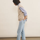 White cashmere sleeveless cardigan women - side view | Berit | Linnea Lund