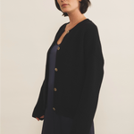 Black cashmere cardigan women- side view | Carole | Linnea Lund