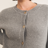 Grey cashmere cardigan women - focus | Carole | Linnea Lund