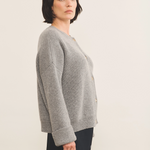 Grey cashmere cardigan women - side view | Carole | Linnea Lund