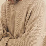 Beige men cashmere sweater - focus fabric | Edward | Linnea Lund