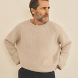 Beige men cashmere sweater - front view | Edward | Linnea Lund