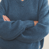 blue denim color cashmere sweater women - focus view | Emilie | Linnea Lund