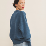 blue denim color cashmere sweater women - side view | Emilie | Linnea Lund