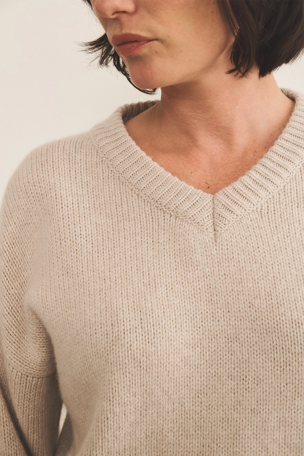 beige color cashmere sweater women - focus | Emilie | Linnea Lund