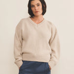 beige color cashmere sweater women - front view | Emilie | Linnea Lund