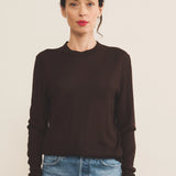 brown chocolate color cashmere tee shirt women - front view | Marcel | Linnea Lund