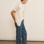 Cashmere sleeveless cardigan men white - side view | Nicolas | Linnea Lund