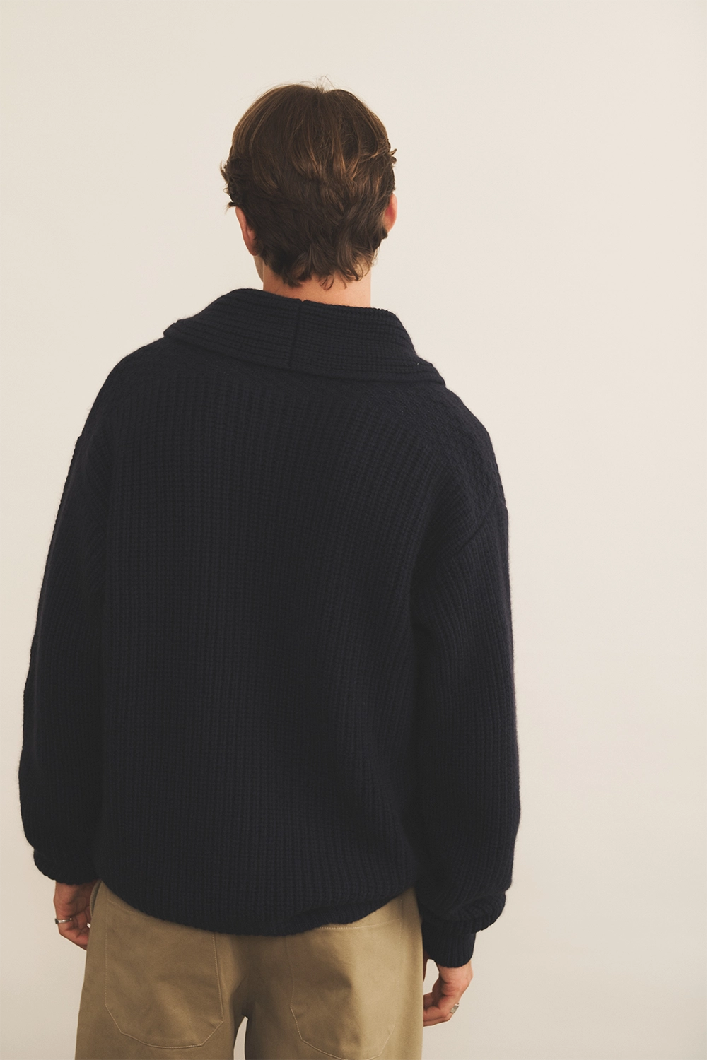 navy blue cashmere cardigan men - back view | Philippe | Linnea Lund