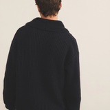 navy blue cashmere cardigan men - back view | Philippe | Linnea Lund