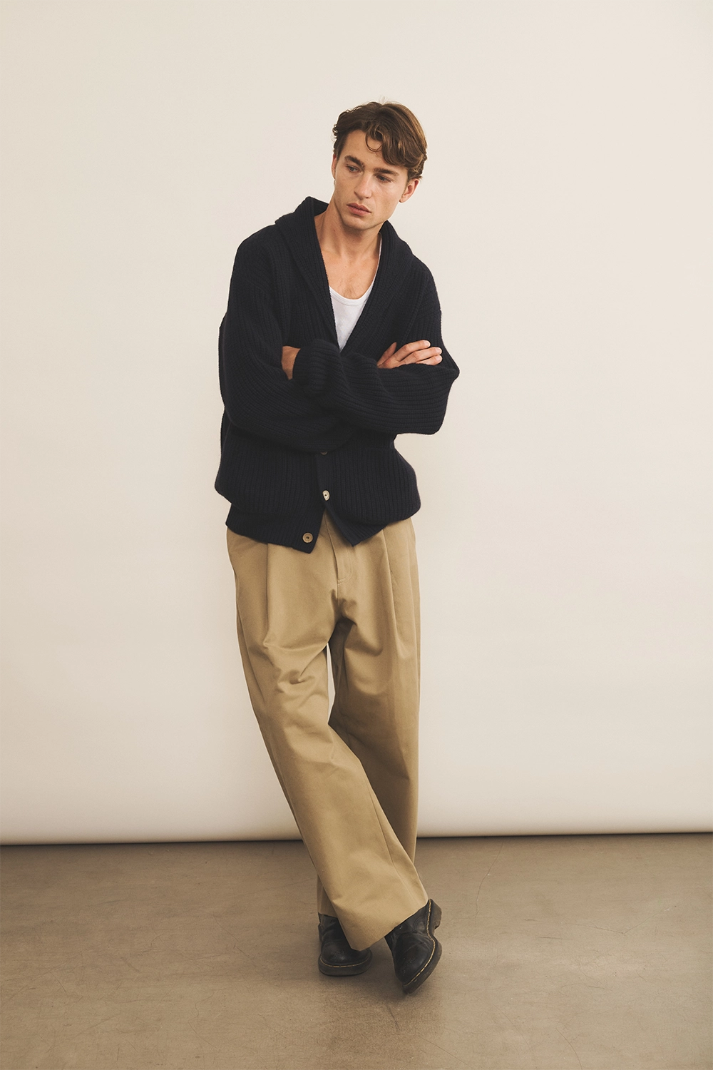 navy blue cashmere cardigan men - look | Philippe | Linnea Lund