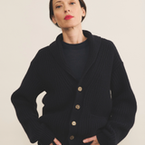 navy blue cashmere cardigan women - front | Philippe | Linnea Lund