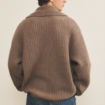 taupe cashmere cardigan men - back view | Philippe | Linnea Lund