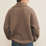taupe cashmere cardigan men - back view | Philippe | Linnea Lund