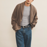 taupe cashmere cardigan men - front view | Philippe | Linnea Lund