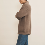 taupe cashmere cardigan men - side view | Philippe | Linnea Lund