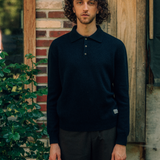 Navy blue cashmere polo sweater men - front view | Ralph | Linnea Lund
