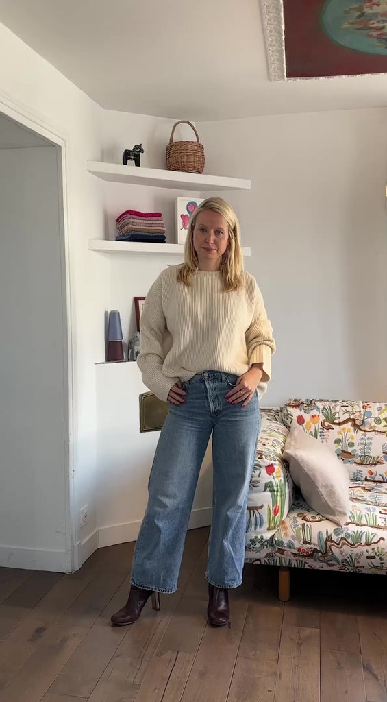 Ribbed white women cashmere sweater - video look | Edward | Linnea Lund