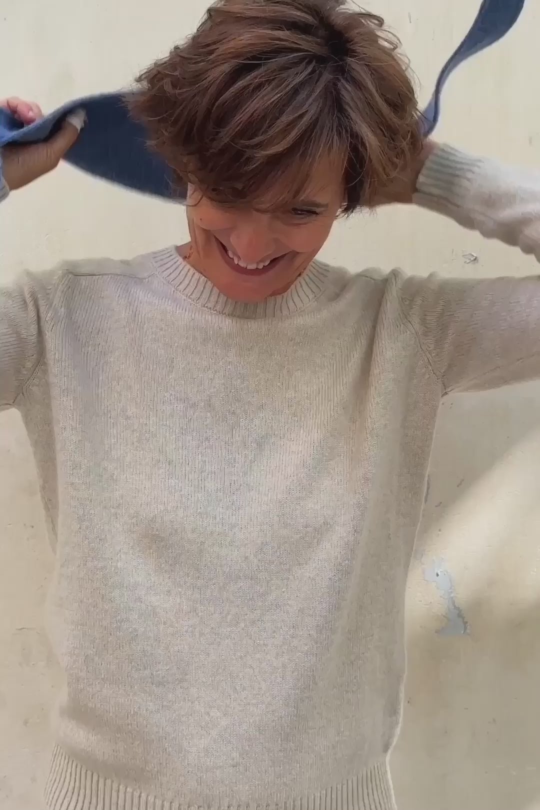 Blue cashmere sophie scarf bandana | Violette | Ines de la Fressange x Linnea Lund