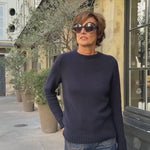 Navy blue women cashmere sweater - video | Ines | Ines de la Fressange x Linnea Lund