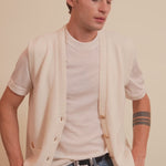 Cashmere sleeveless cardigan men white - video | Nicolas | Linnea Lund