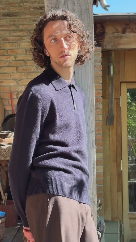 Navy blue cashmere polo sweater men - video | Ralph | Linnea Lund