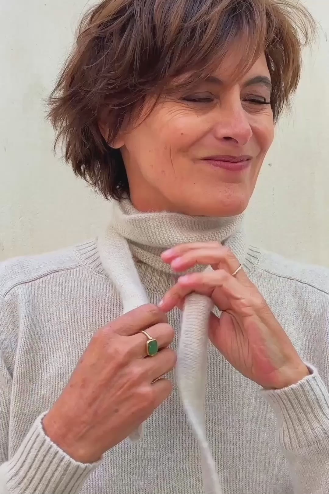 White cashmere sophie scarf bandana | Violette | Ines de la Fressange x Linnea Lund