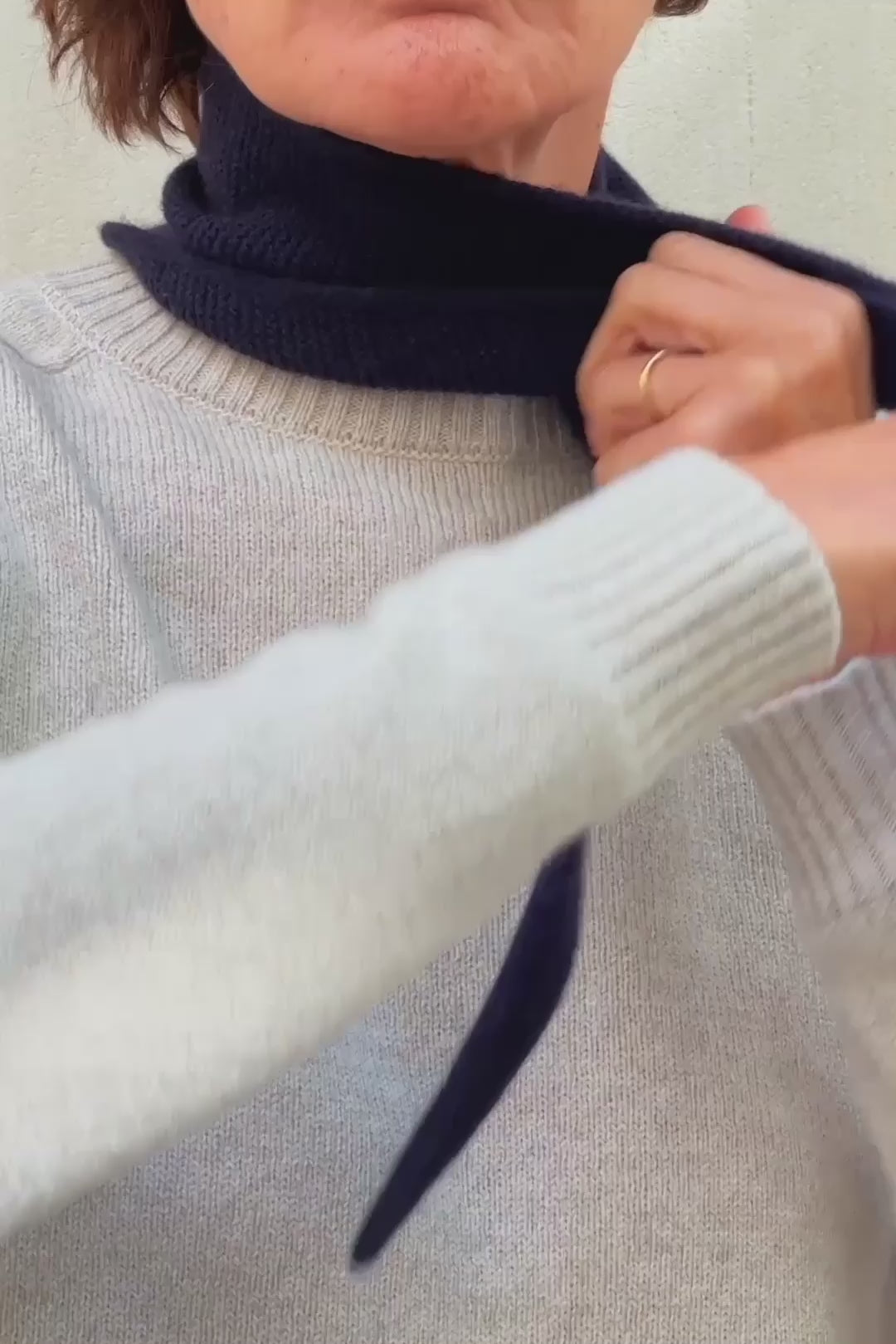 Navy blue cashmere sophie scarf bandana | Violette | Ines de la Fressange x Linnea Lund