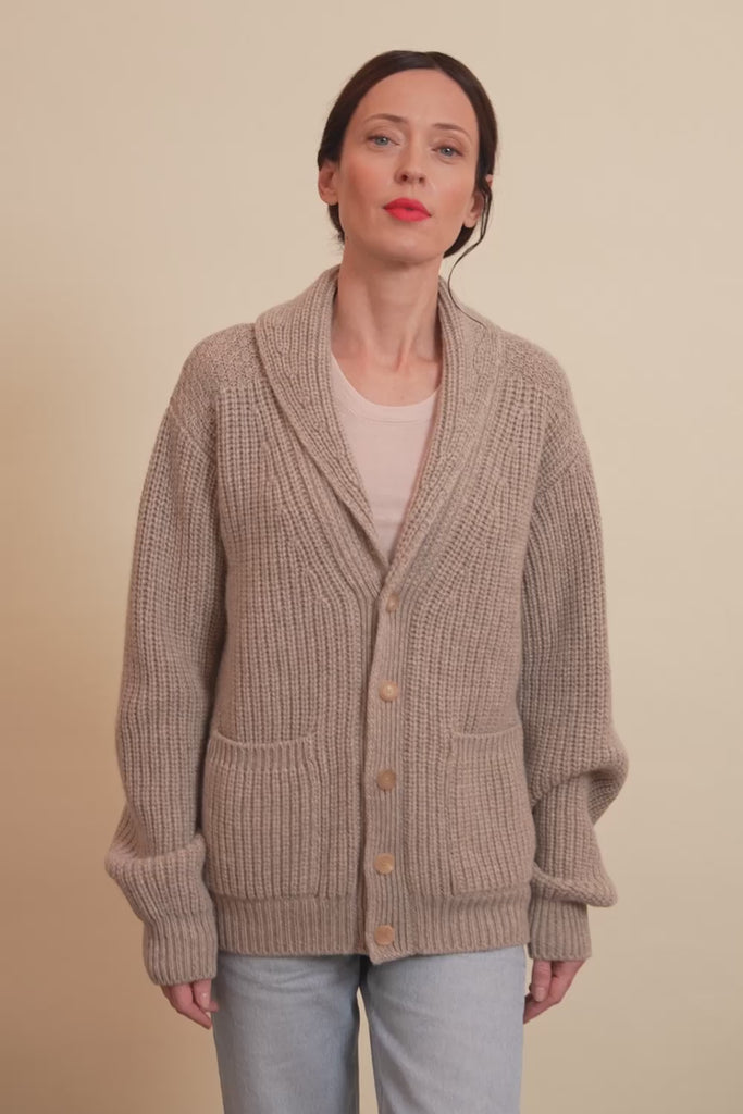 greige cashmere cardigan women - video | Philippe | Linnea Lund