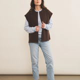 Cashmere sleeveless cardigan women chocolate brown - look | Théo | Linnea Lund