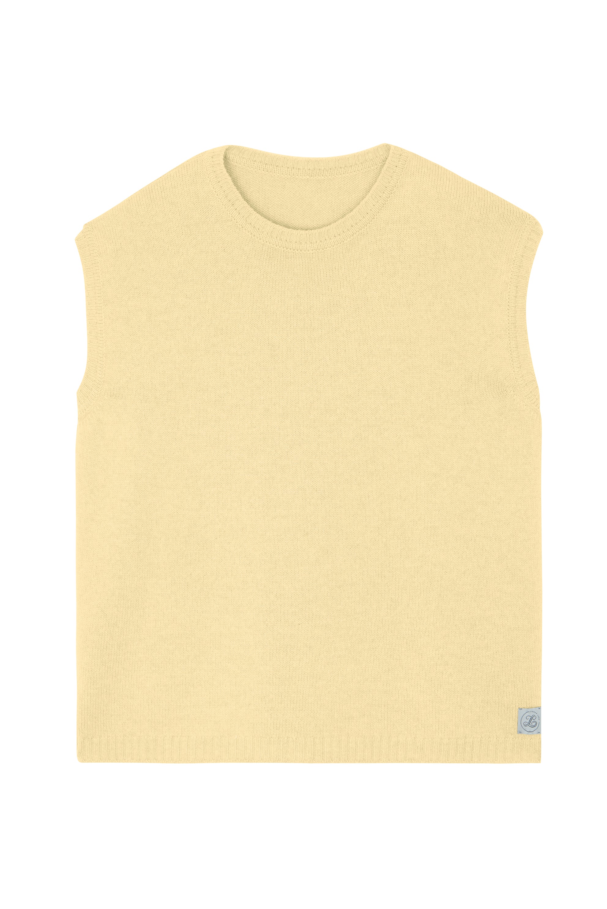 Pastel yellow sleeveless cashmere sweater for layering
