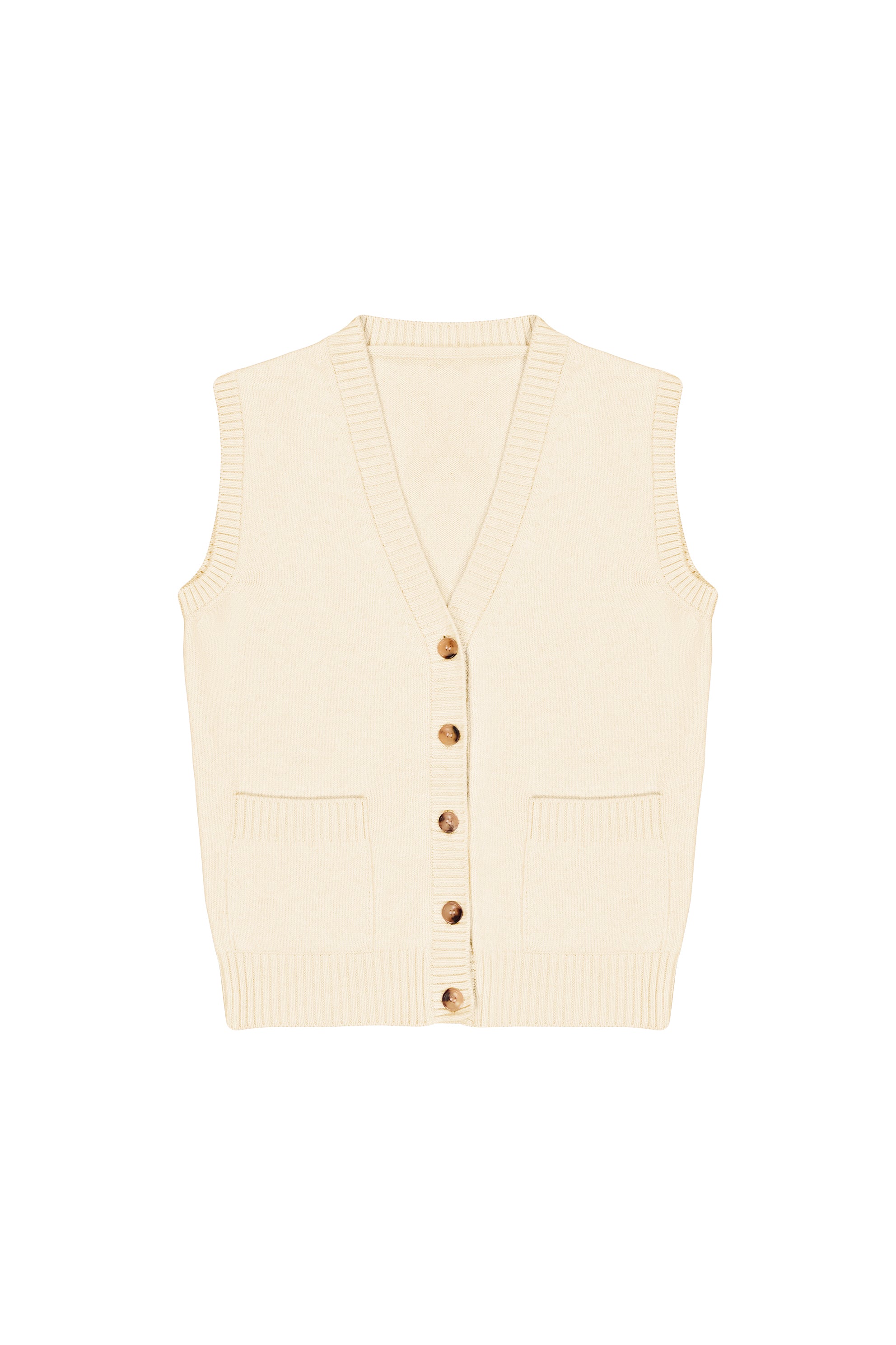 Cashmere sleeveless cardigan men white - packshot | Nicolas | Linnea Lund